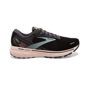 Brooks Ghost 14 Womens Road Running Shoes Black/Green/Rose | USA-LOC803652